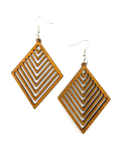 Izzy Timber Diamond Earrings | Geometric Drops Earrings TDE