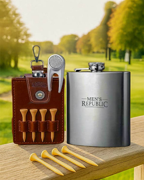 Men's Republic Golfers Luxury Hip Flask Set GHF