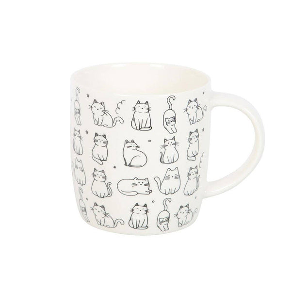 White Happy Cat Print Ceramic Mug. HCM