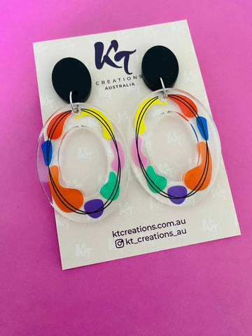 Artsy multi colour Acrylic Dangle Earrings KTAD