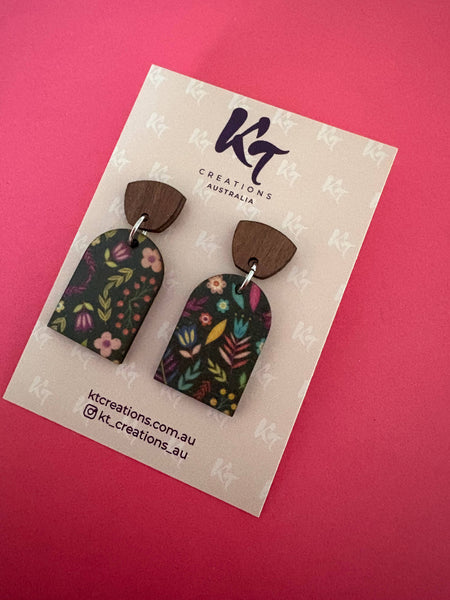 Mexican floral wooden dangles - wooden topper MFW
