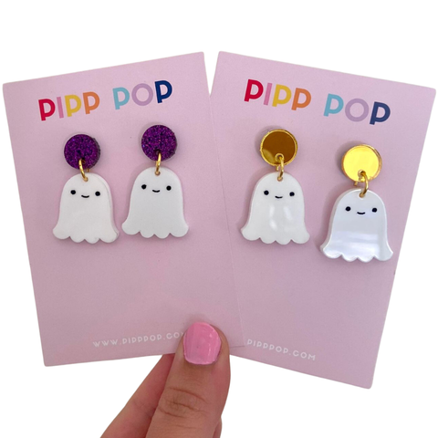 Earrings - Halloween Ghost Dangles - 2 Colours Available PPH