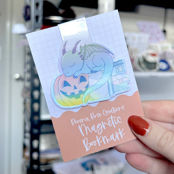Fantasy Dragon & Books Halloween Magnetic Bookmark FBM