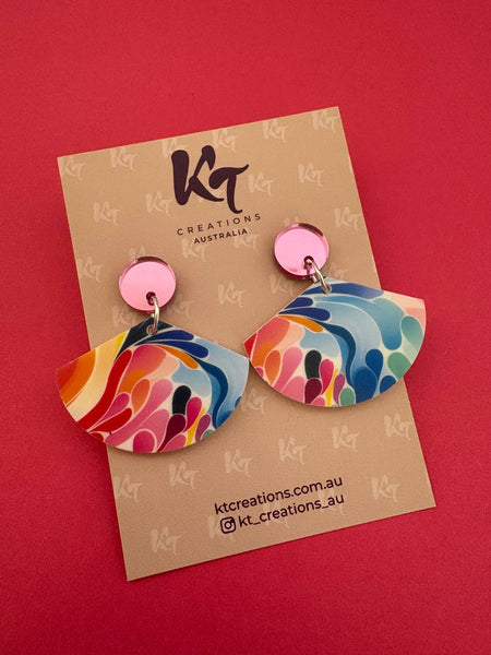 Multi Colour Abstract Art Acrylic dangles Earrings MCA