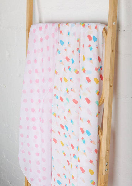 ICE CREAM & PINK SPOT MUSLIN WRAP 2 PACK CPT