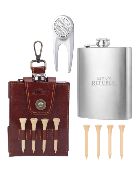 Men's Republic Golfers Luxury Hip Flask Set GHF