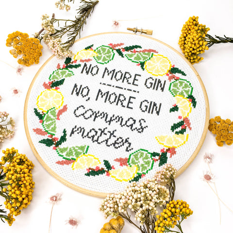Cross Stitch - Commas Matter Cross Stitch Kit Gin CSG