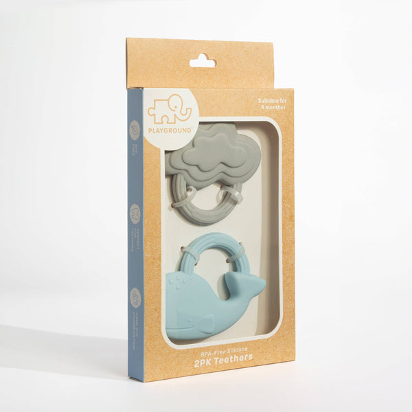 2pk Silicone Teether - Whale & Cloud STW