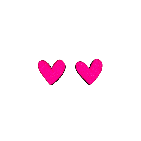 Earrings - Wooden Heart Studs PPWH