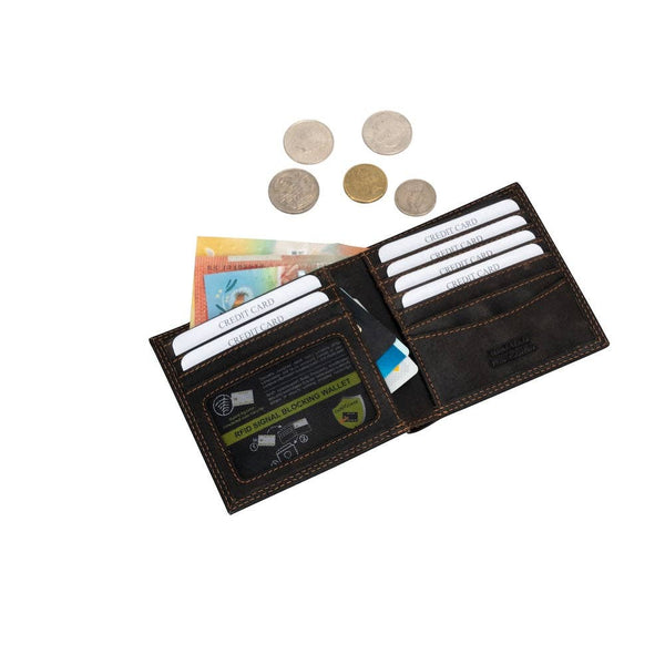Greenwood Leather “Auckland” Men’s Bifold RFID Wallet – Genuine Leather Slim Wallet with Gift Box GWA