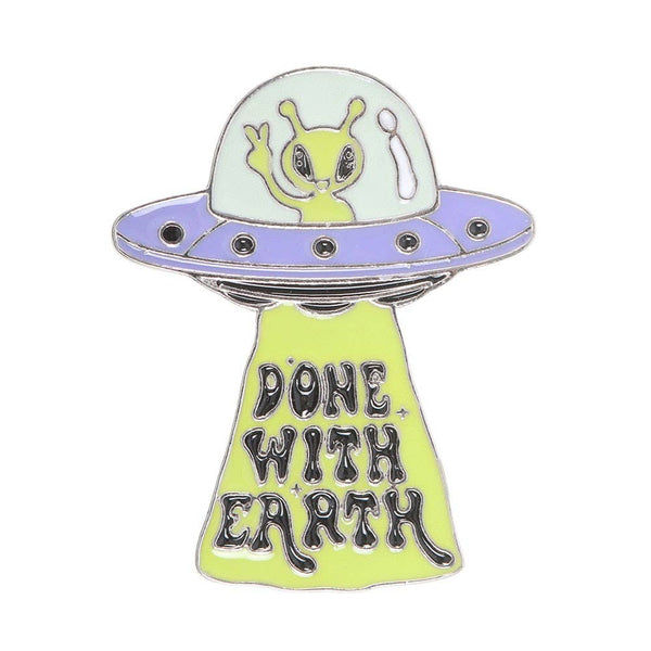 Glow in the Dark UFO Enamel Pin Badge