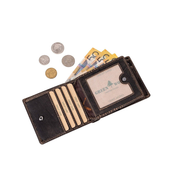 Mason RFID Leather Wallet with Coin Pocket – Brown MLP