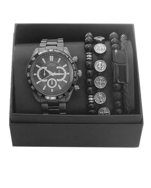 Men's Republic Watch set with 3 Bracelets - Gun Metal WGM
