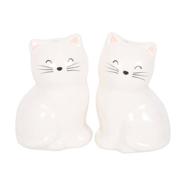 White Cat Shaped Salt and Pepper Shakers WSP