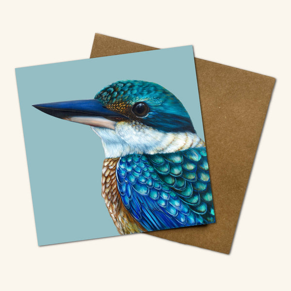 Australian Birds - Reef the Sacred Kingfisher Greeting Card RSK 💚