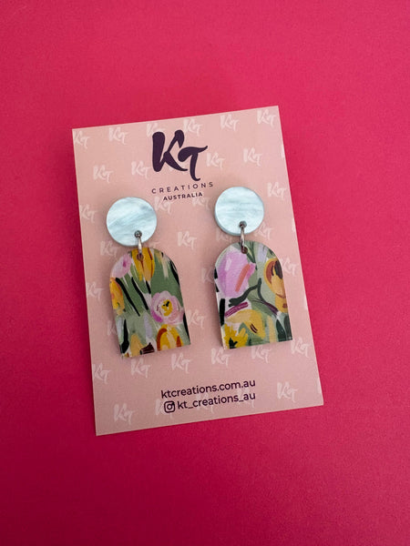 Sweet bouquet Flower dangles -  Acrylic Earrings - Mother’s SBF