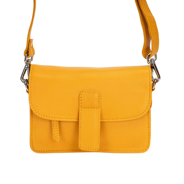 Sunny Mini Leather Crossbody Bag — Mustard Yellow GWSC