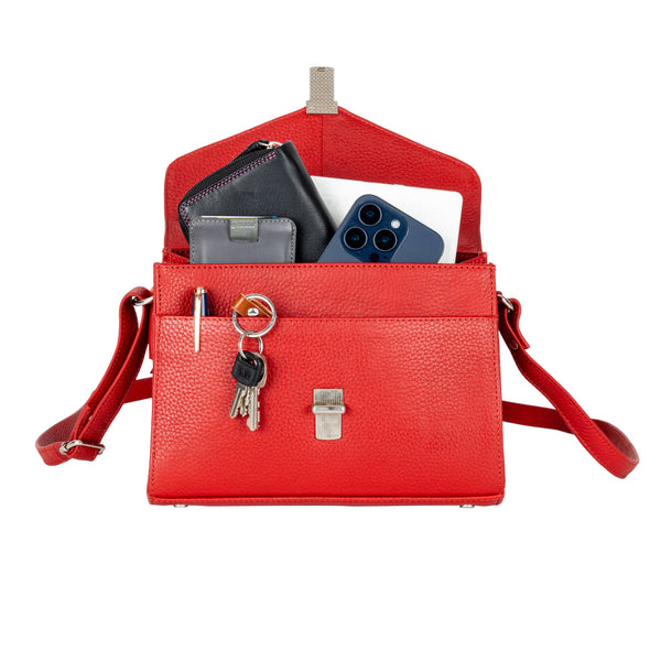 Greenwood Harper Red Leather Top Handle Crossbody Bag GHC