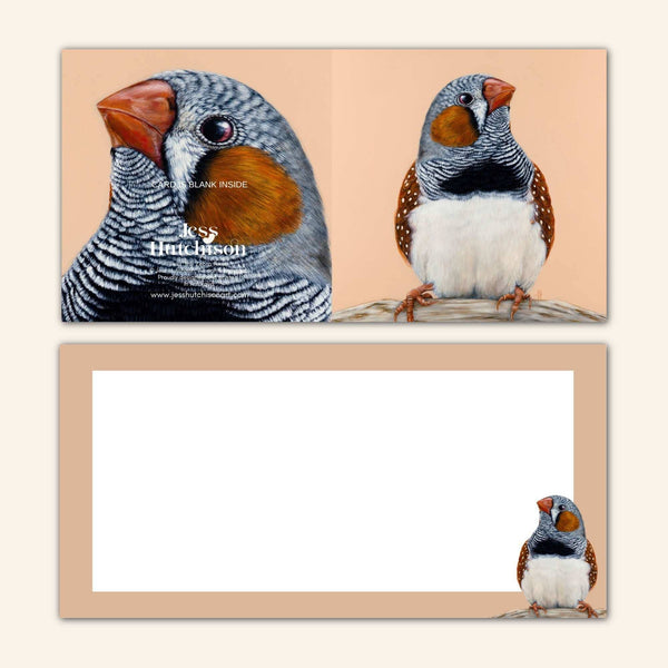 Felix the Zebra Finch Greeting Card FZF 💚
