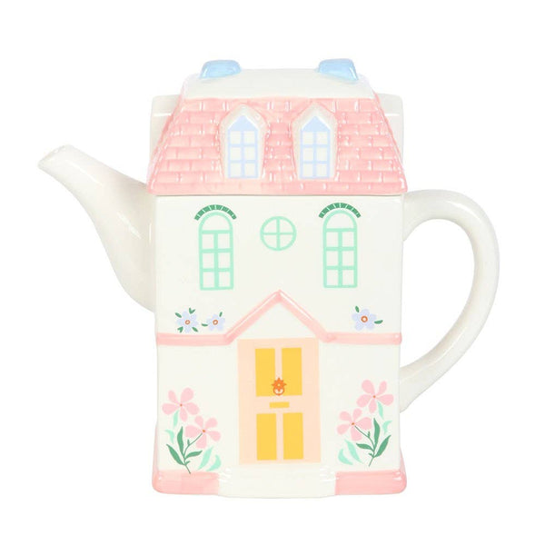 Pastel House Shaped Ceramic Teapot