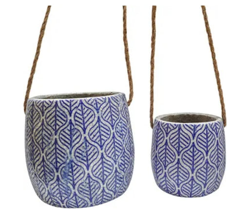 Hanging planter - blue leaves assorted sizes ♧