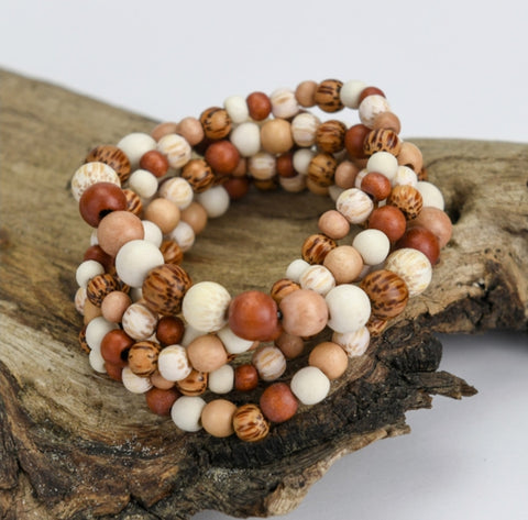 Bracelet - Naturals Combination Palmwood 5 Strand Wooden Bracelet Cluster BNC ...