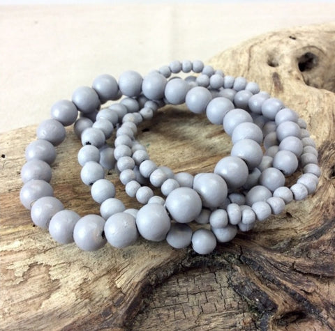 Bracelet -  Shady Grey Bella Bella 5 Strand Wooden Bracelet Cluster BSG ...