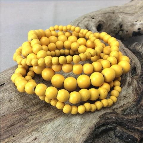 Bracelet -  Sunshine Yellow 5 Strand Wooden Bracelet Cluster BSY ...