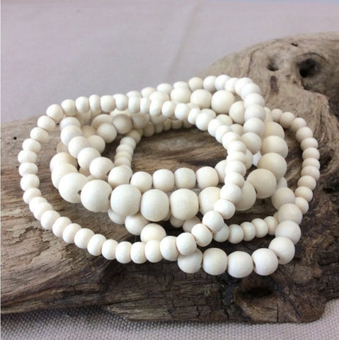 Bracelet -  White Bella 5 Strand Wooden Bracelet Cluster BWB ...