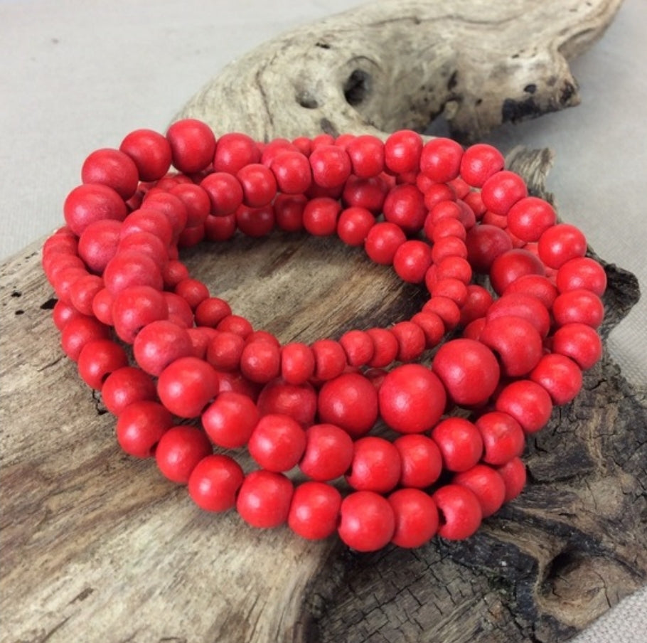 Bracelet -  Red Bella 5 Strand Wooden Bracelet Cluster BRB ...