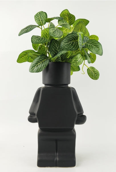 Planter - Block Man Black Standing BMS