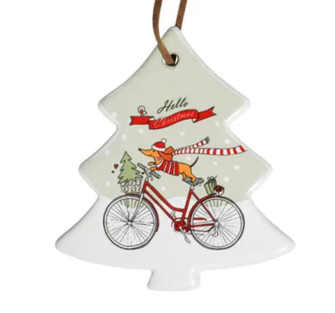 Ceramic tag  - christmas Dachshund CCD