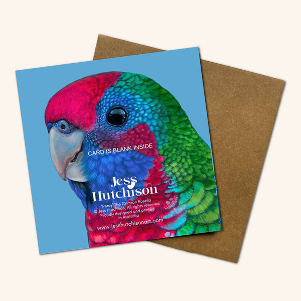 Percy the Crimson Rosella Greeting Card PCA 💚