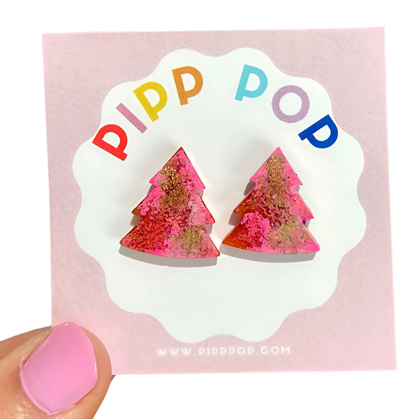Glitter Christmas Tree Studs GCT