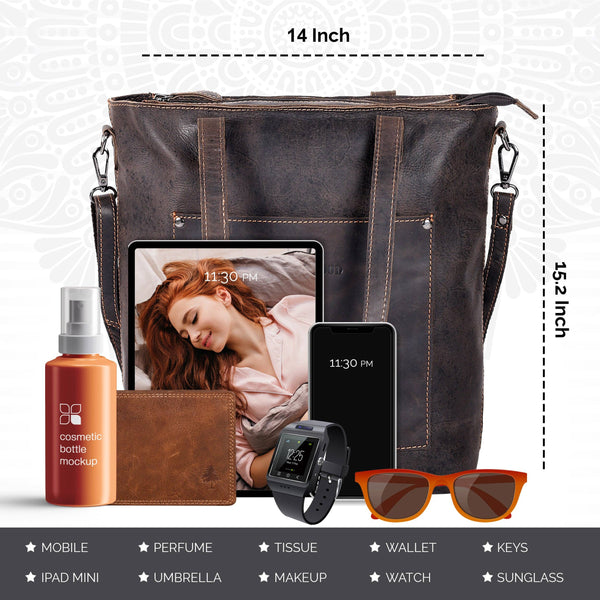 Classic Leather Tote Bag Bunbury Brown GW2025BRN LTB