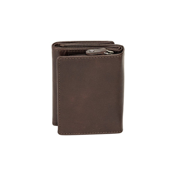 The Harvest — Women's Brown Leather Bifold Wallet with Zip Coin Purse & RFID Protection HWB