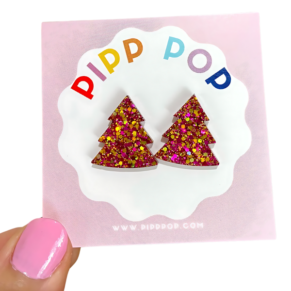 Glitter Christmas Tree Studs GCT