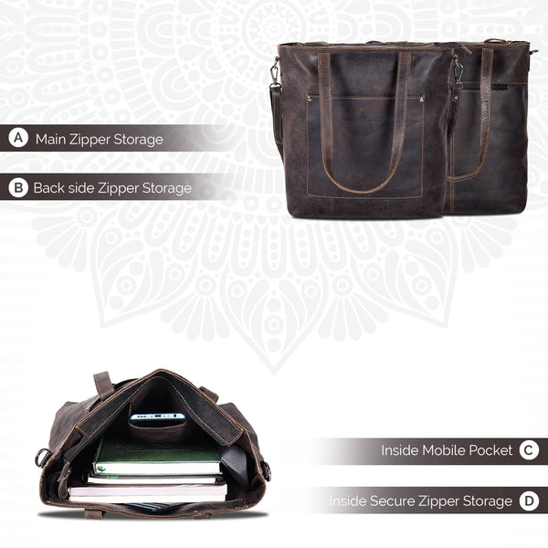 Classic Leather Tote Bag Bunbury Brown GW2025BRN LTB