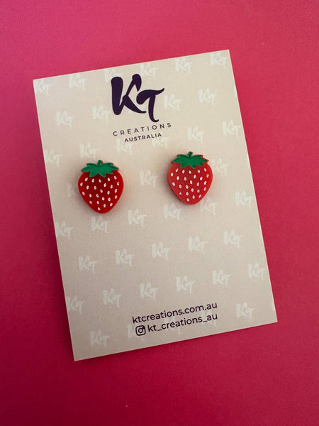 Statement strawberry acrylic stud earrings SSA