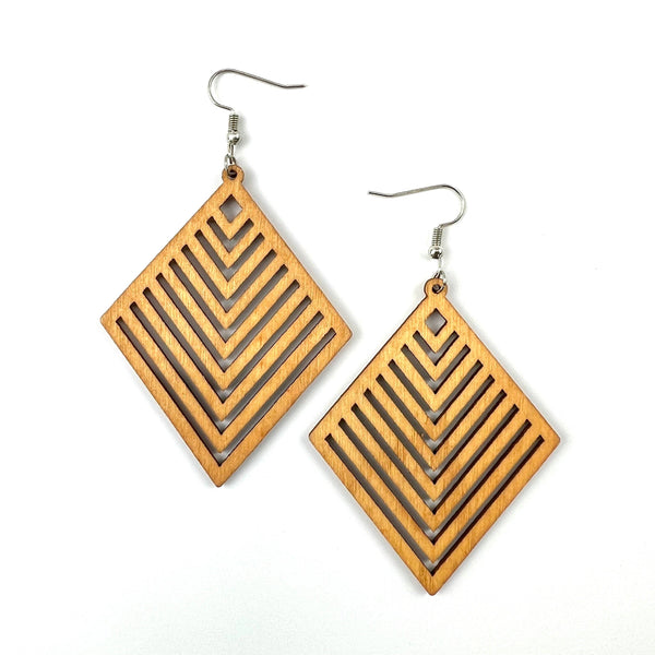 Izzy Timber Diamond Earrings | Geometric Drops Earrings TDE