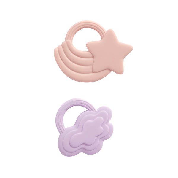 2pk Silicone Teether - Stars & Cloud Pink TSC
