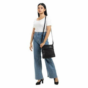 Greenwood Leather - Ladies Cross Body Leather Bag BLACK GLB