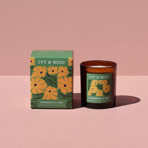 IVY & WOOD Lemongrass & Sage Scented Candle WLS