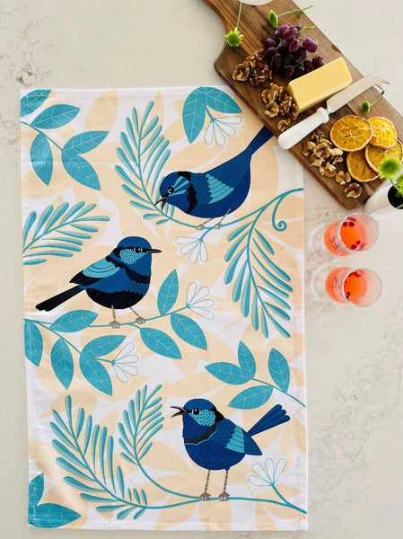 Tea Towel - Blue Wren TBW