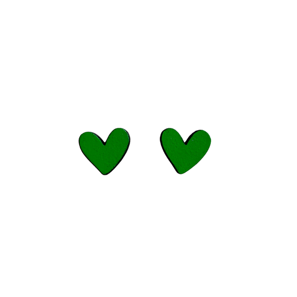 Earrings - Wooden Heart Studs PPWH