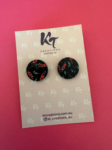 Bottlebrush printed MDF studs - Australiana earrings. BBP