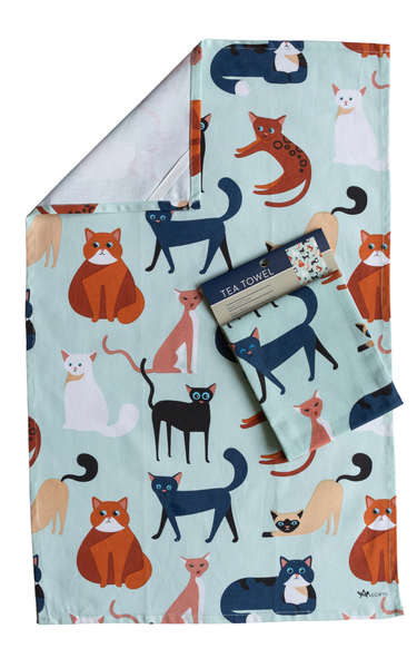 Tea Towel - Colourful Cats TCC