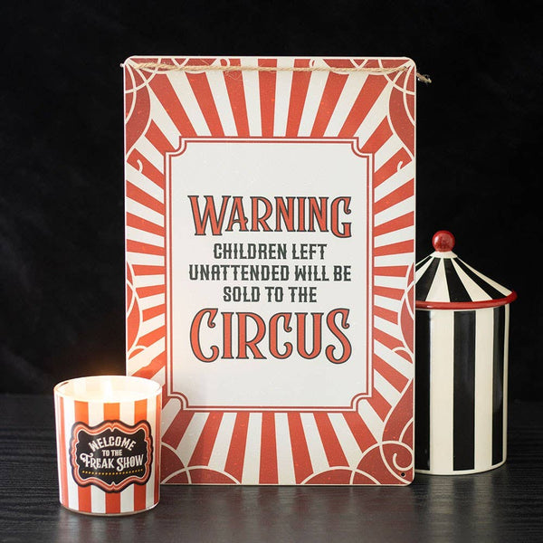 Circus Warning Metal Hanging Sign CWM