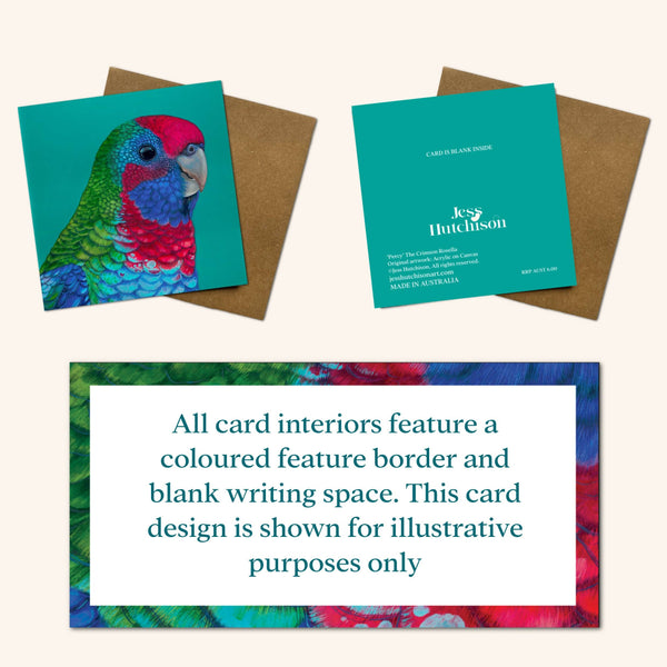 Australian Birds - Percy the Crimson Rosella Greeting Card PCR 💚