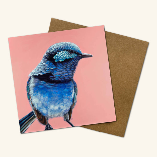 Australian Birds -Arlo the Splendid Fairy Wren Greeting Card JBS 💚